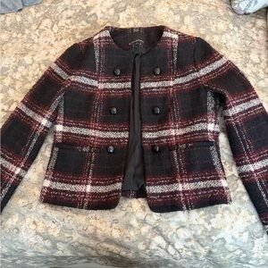 Banana Republic Plaid Jacket - Burgundy and White